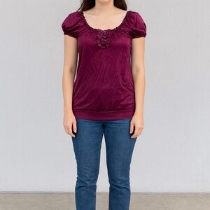 Vintage Charlotte Russe Y2K 90s Puff Sleeve Shirt Size Small